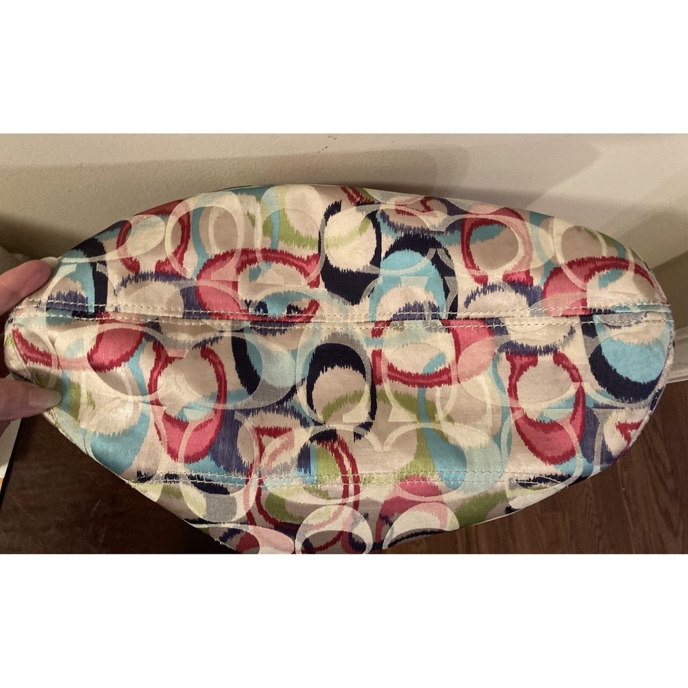 Coach Purse Y2K Poppy Ikat Multi Signature Shoulder Silver Trim Pink Blue‎ 19876 - Picture 9 of 9